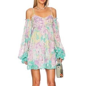 NWT Rococo Sand Ivy Dress in Butter Yellow & Lavender Floral Mini Dress